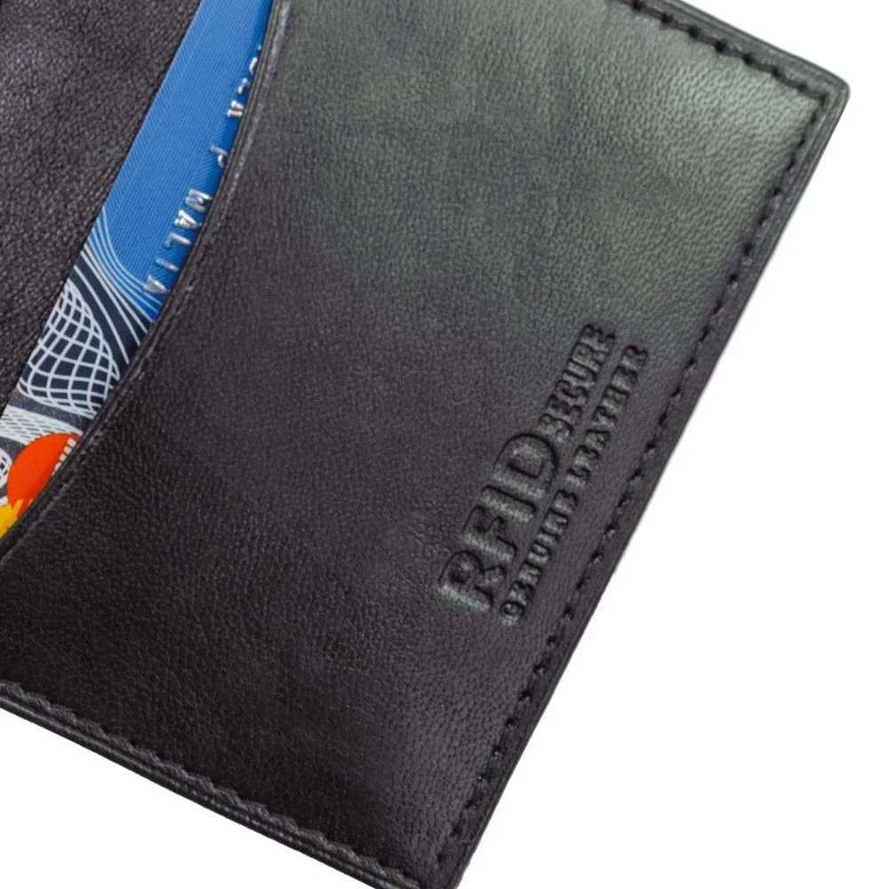 Mens Genuine Leather Bifold Credit Card Holder with RFID Blocking